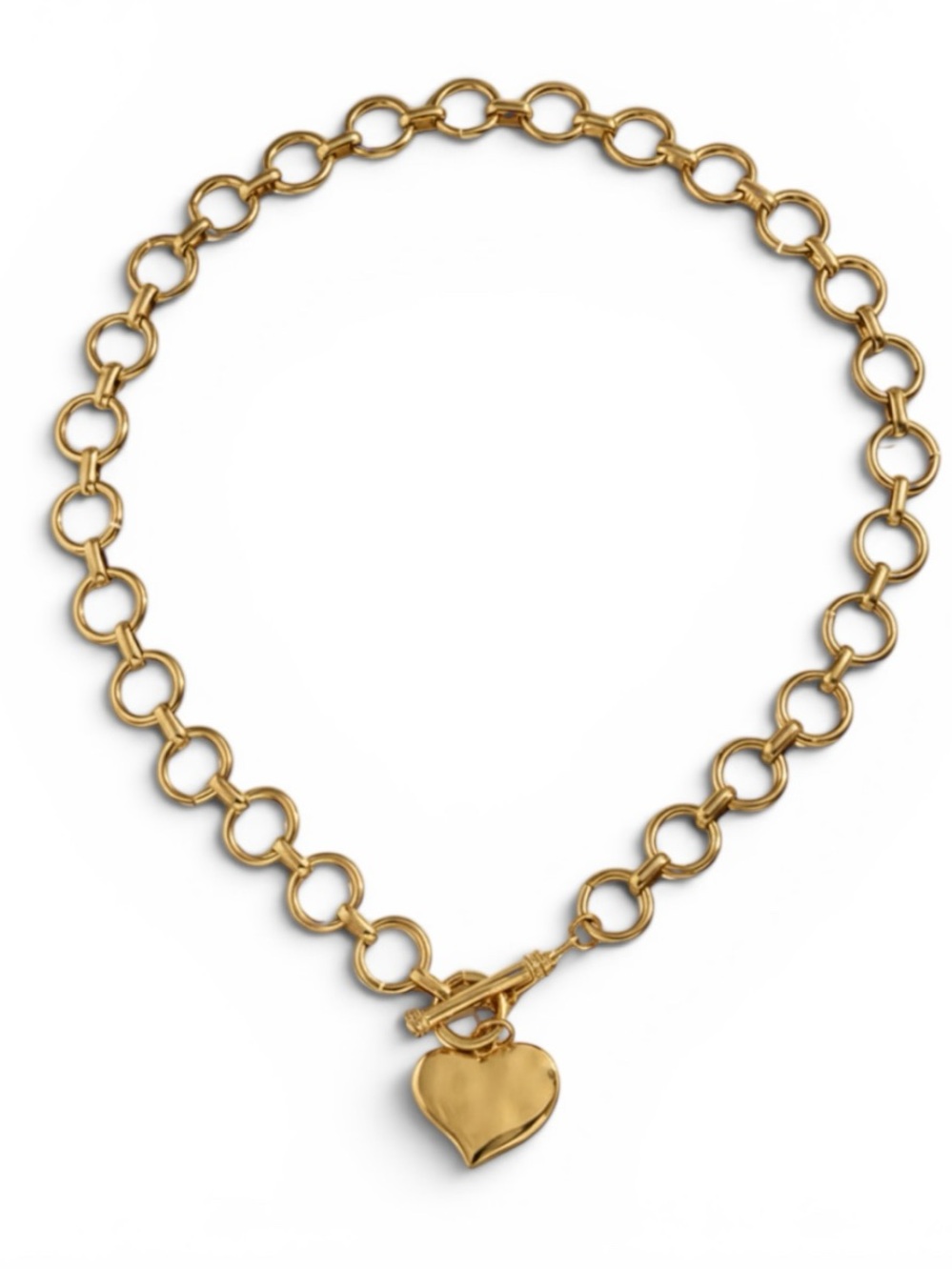 Hammered Heart Gold Plated Chain 17.7” Necklace - Picture 4 of 7